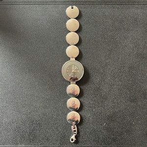 Stainless Steel Nickel free silver Watch 8” length Round face & links